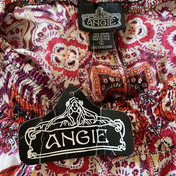 Angie women shorts NWT Small Purple Orange Red boho Hippie pull on Elastic Waist - Picture 3 of 6